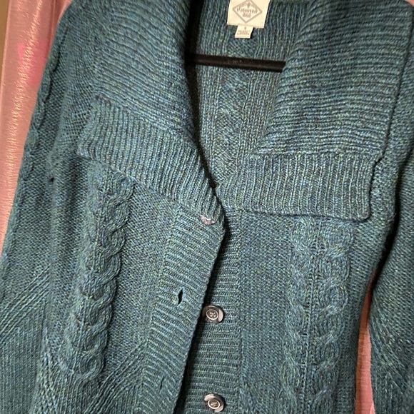 St. John’s Bay Teal Cable Knit Cardigan Sweater - Picture 2 of 5